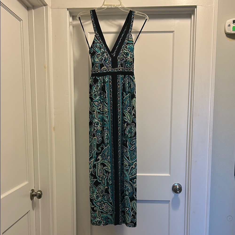 INC International Concepts Teal & Black Women’s Maxi Dress - Size Small